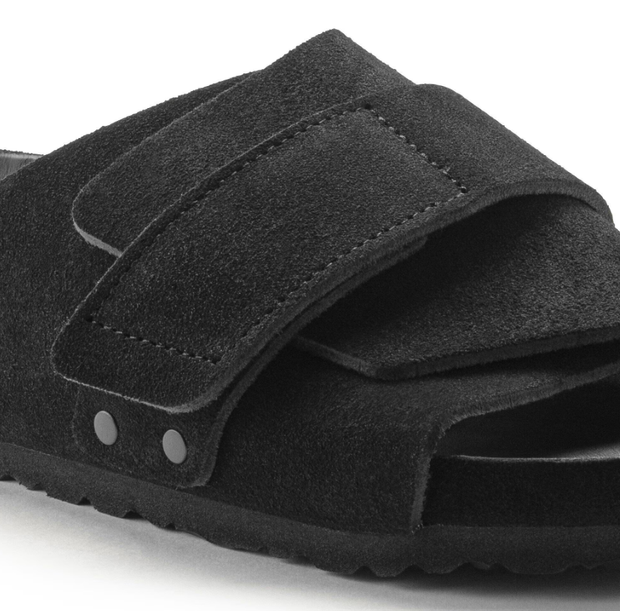 Birkenstock Kyoto Suede Leather Sandals Black Narrow