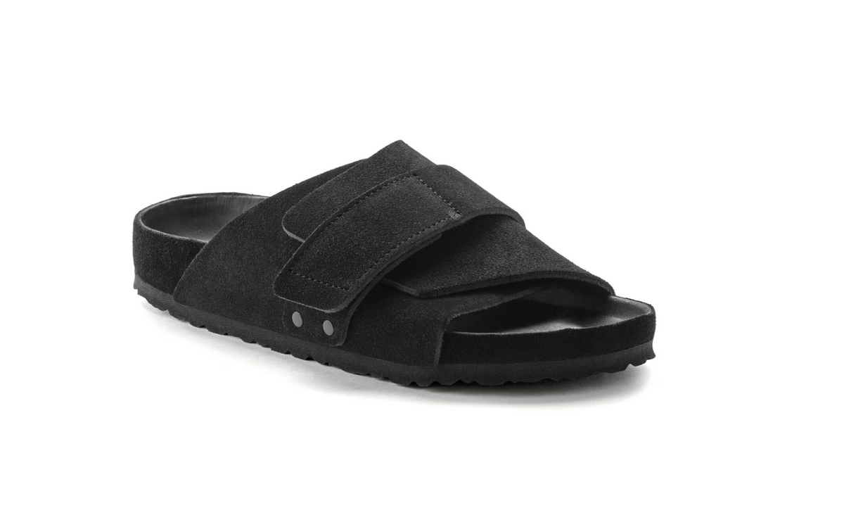 Birkenstock Kyoto Suede Leather Sandals Black Regular