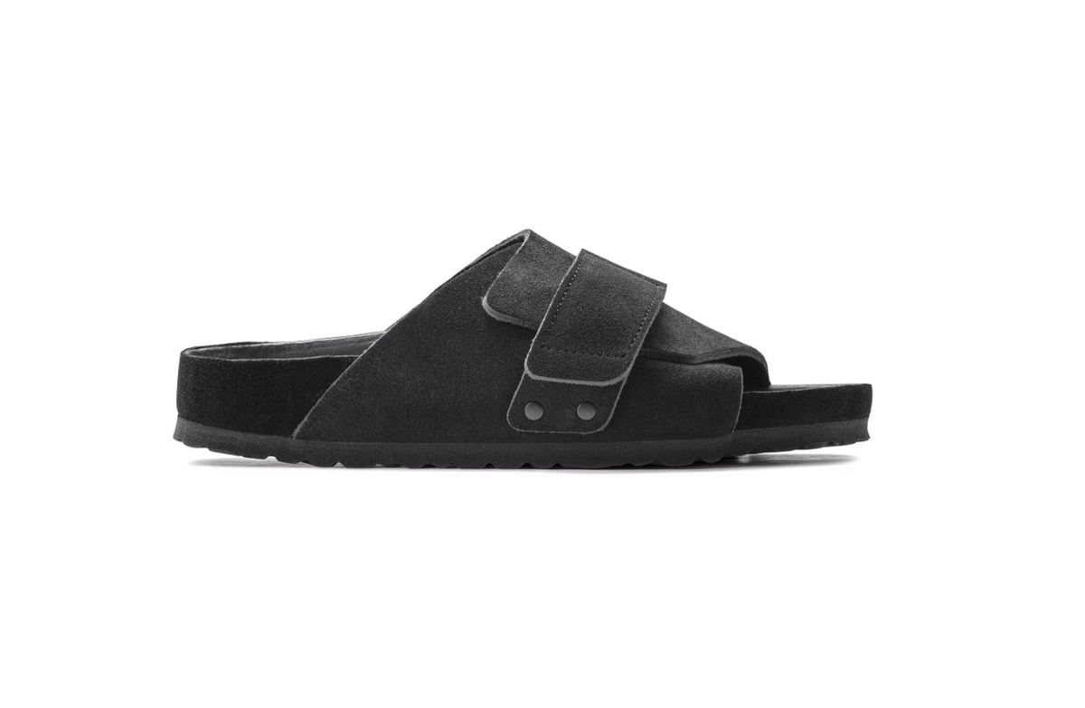 Birkenstock Kyoto Suede Leather Sandals Black Regular