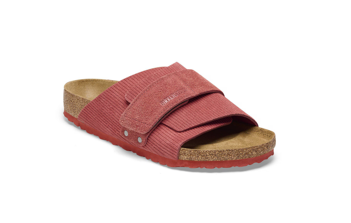 Birkenstock Kyoto Suede Embossed Corduroy Sienna R - Red, Narrow