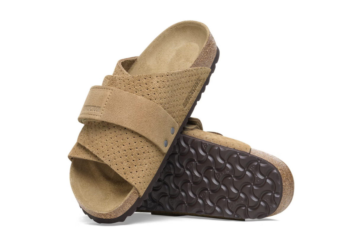 Birkenstock Kyoto Suede Leather Embossed - Beige, Narrow