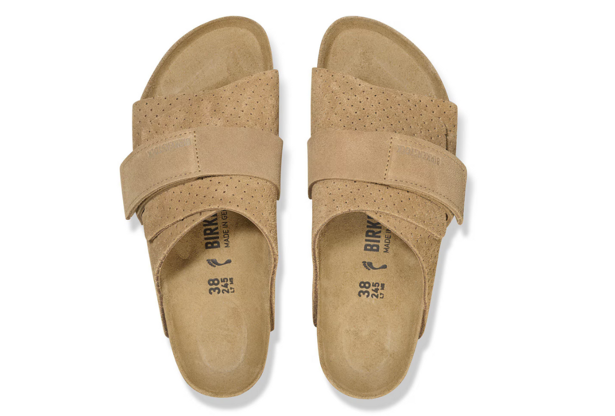 Birkenstock Kyoto Suede Leather Embossed - Beige, Narrow