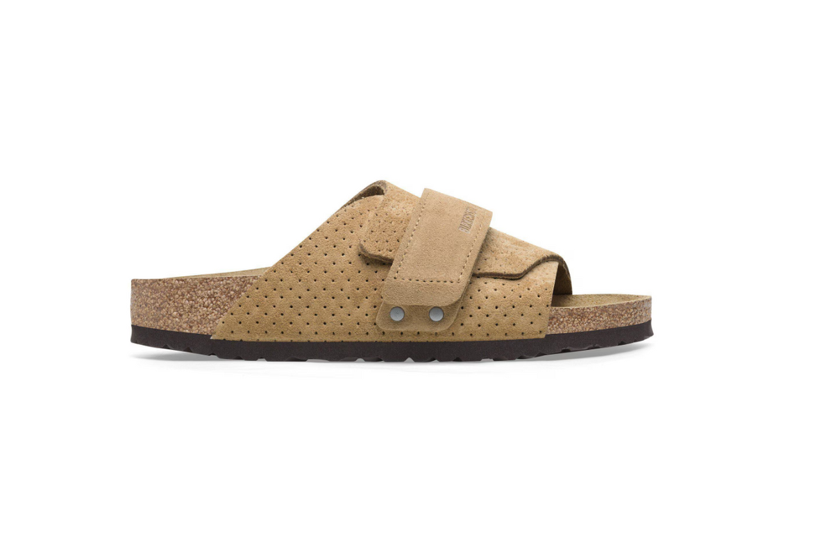Birkenstock Kyoto Suede Leather Embossed - Beige, Narrow