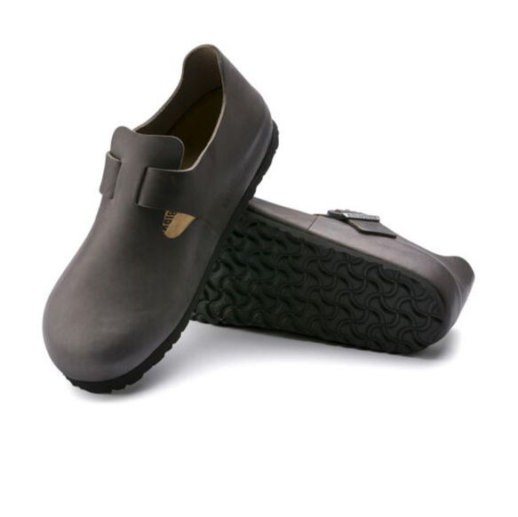 Birkenstock London NL Natural Leather - Graphite, Narrow