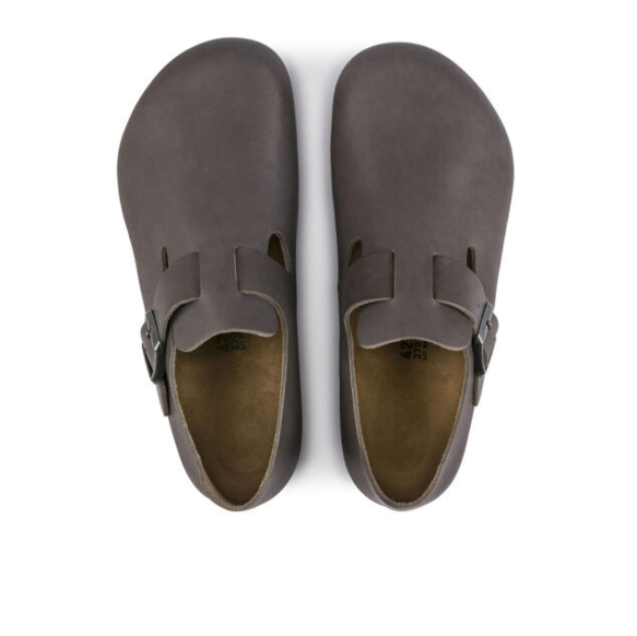 Birkenstock London NL Natural Leather - Graphite, Narrow