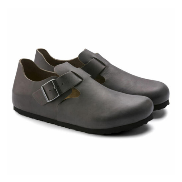 Birkenstock London NL Natural Leather - Graphite, Narrow