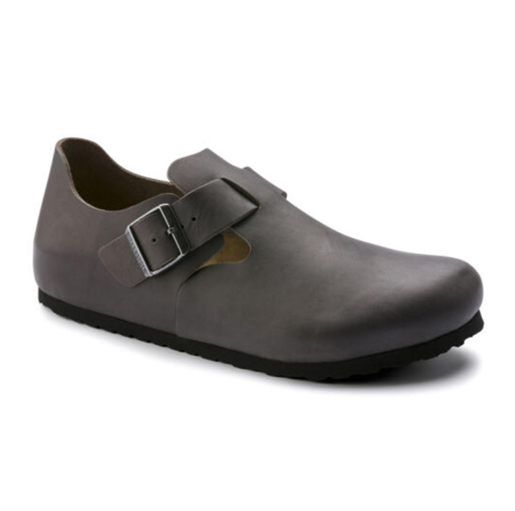 Birkenstock London NL Natural Leather - Graphite, Narrow