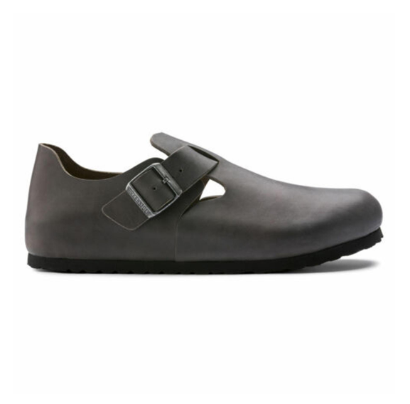 Birkenstock London NL Natural Leather - Graphite, Narrow