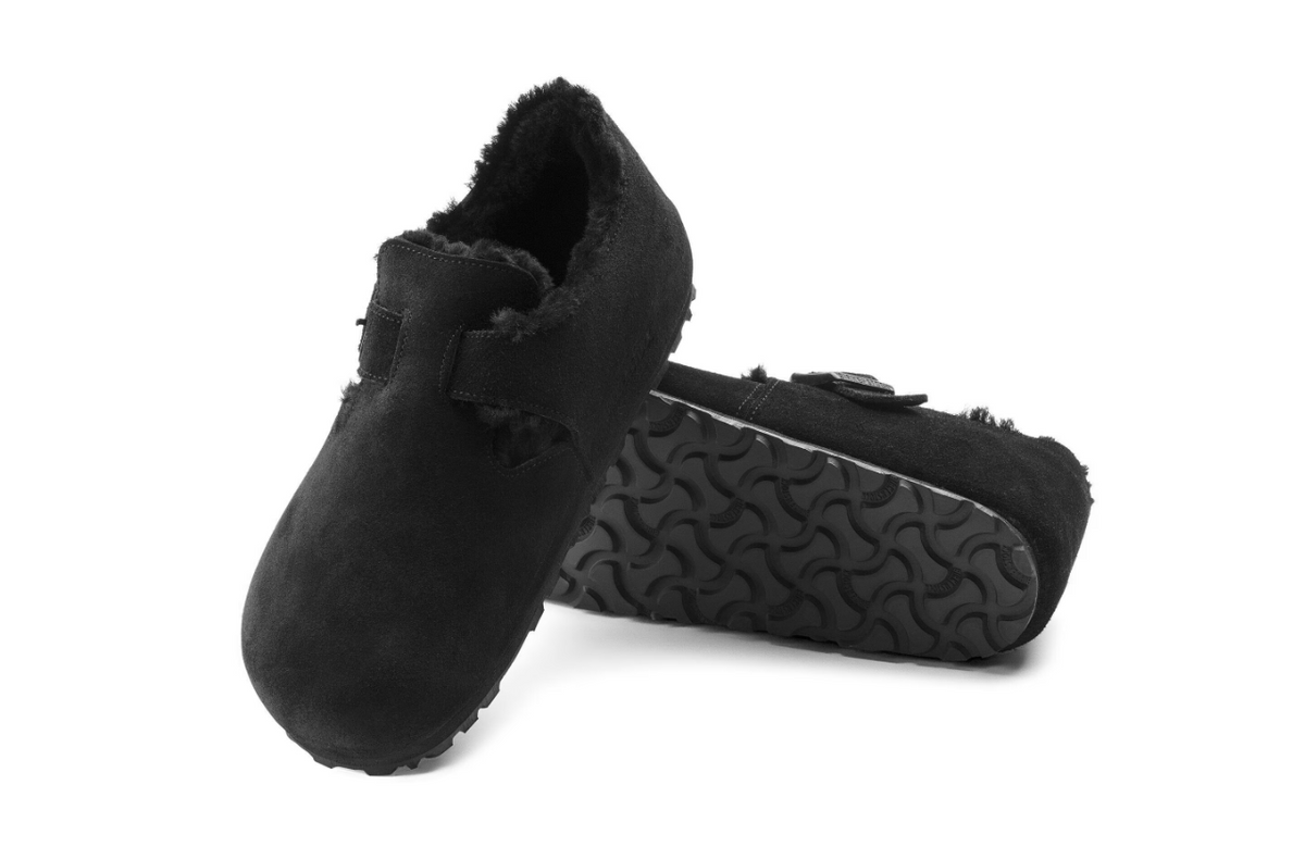 Birkenstock London Shearling Suede Leather - Black, Regular