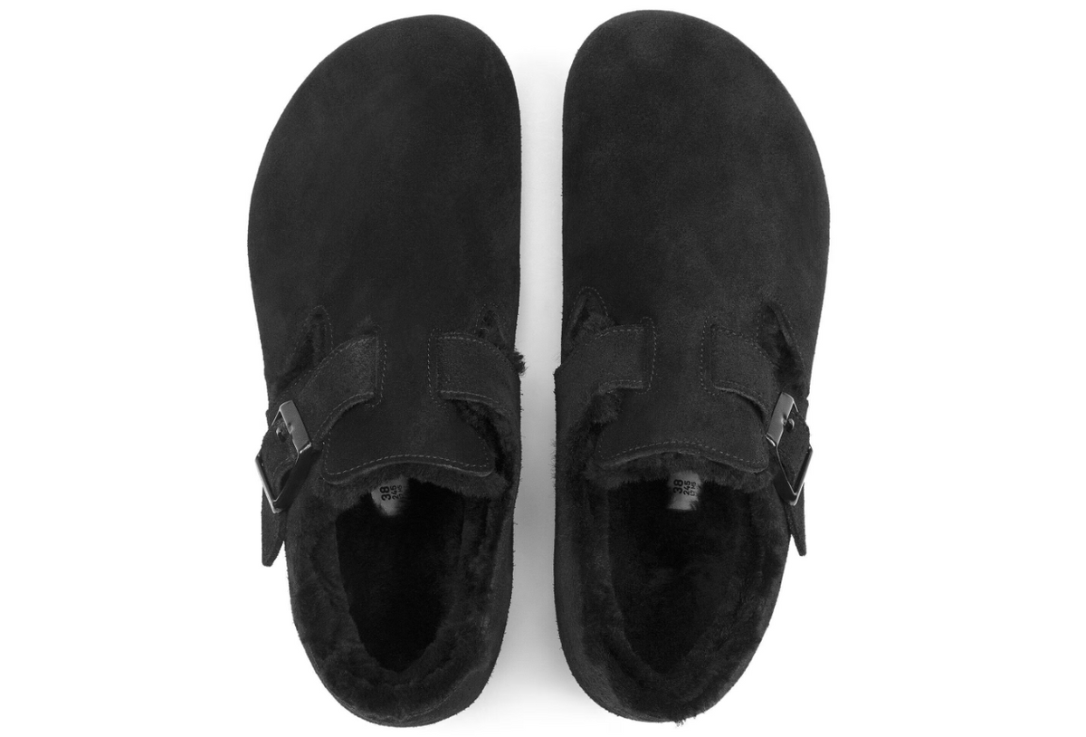 Birkenstock London Shearling Suede Leather - Black, Regular
