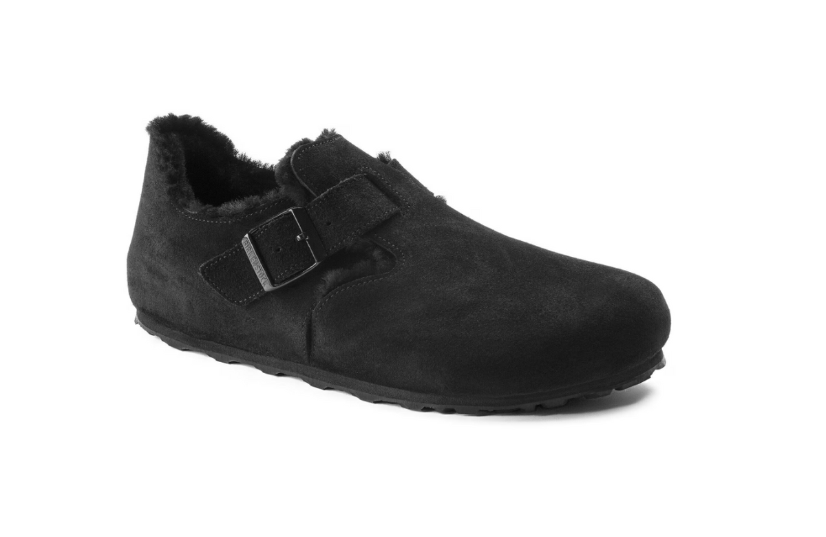 Birkenstock London Shearling Suede Leather - Black, Regular