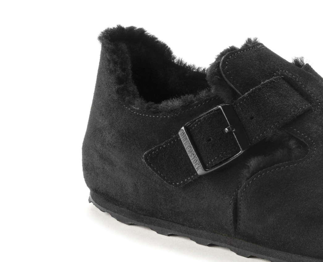 Birkenstock London Shearling Suede Leather - Black, Regular