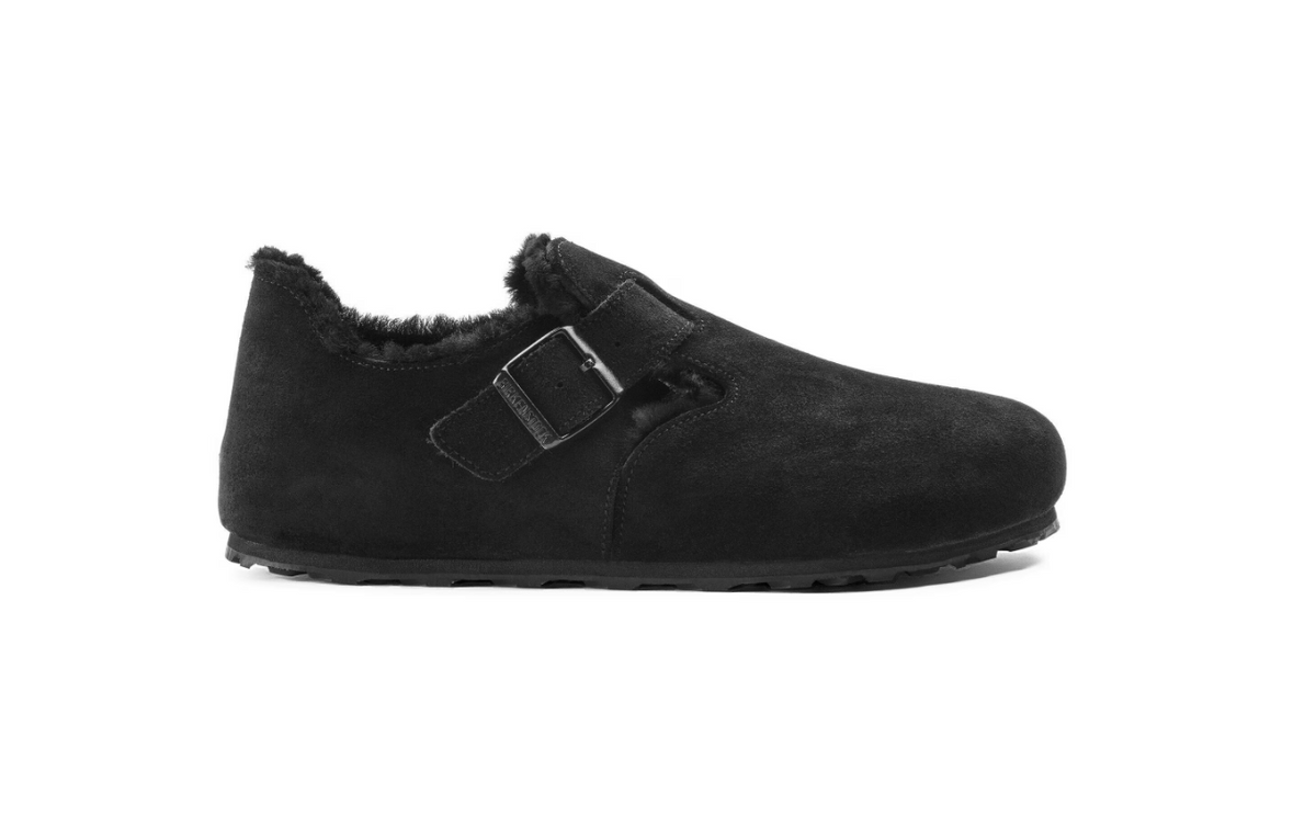 Birkenstock London Shearling Suede Leather - Black, Regular