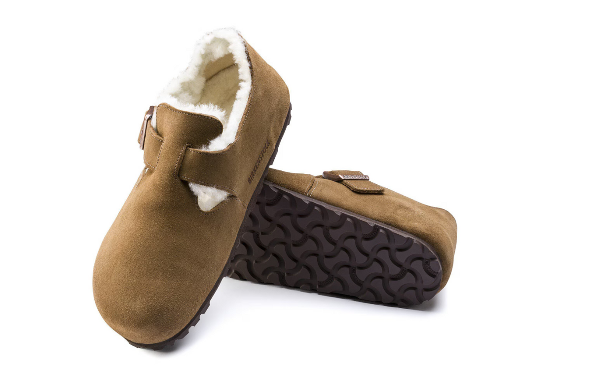 Birkenstock London Shearling Suede Leather - Tea, Regular