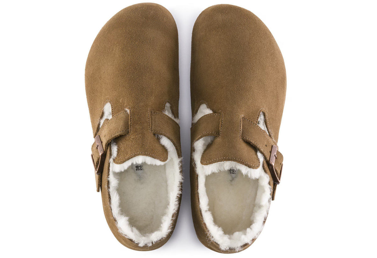 Birkenstock London Shearling Suede Leather - Tea, Regular