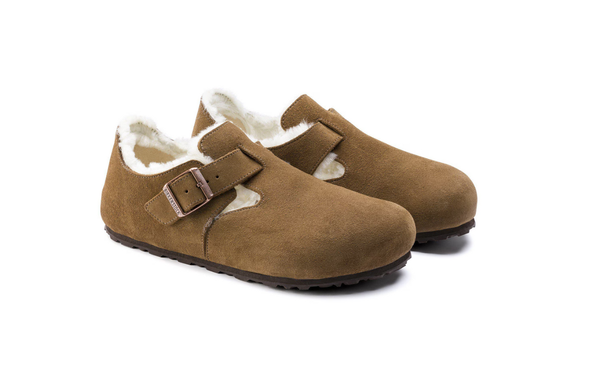 Birkenstock London Shearling Suede Leather - Tea, Regular