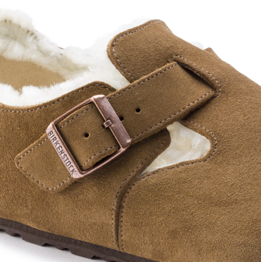Birkenstock London Shearling Suede Leather - Tea, Regular