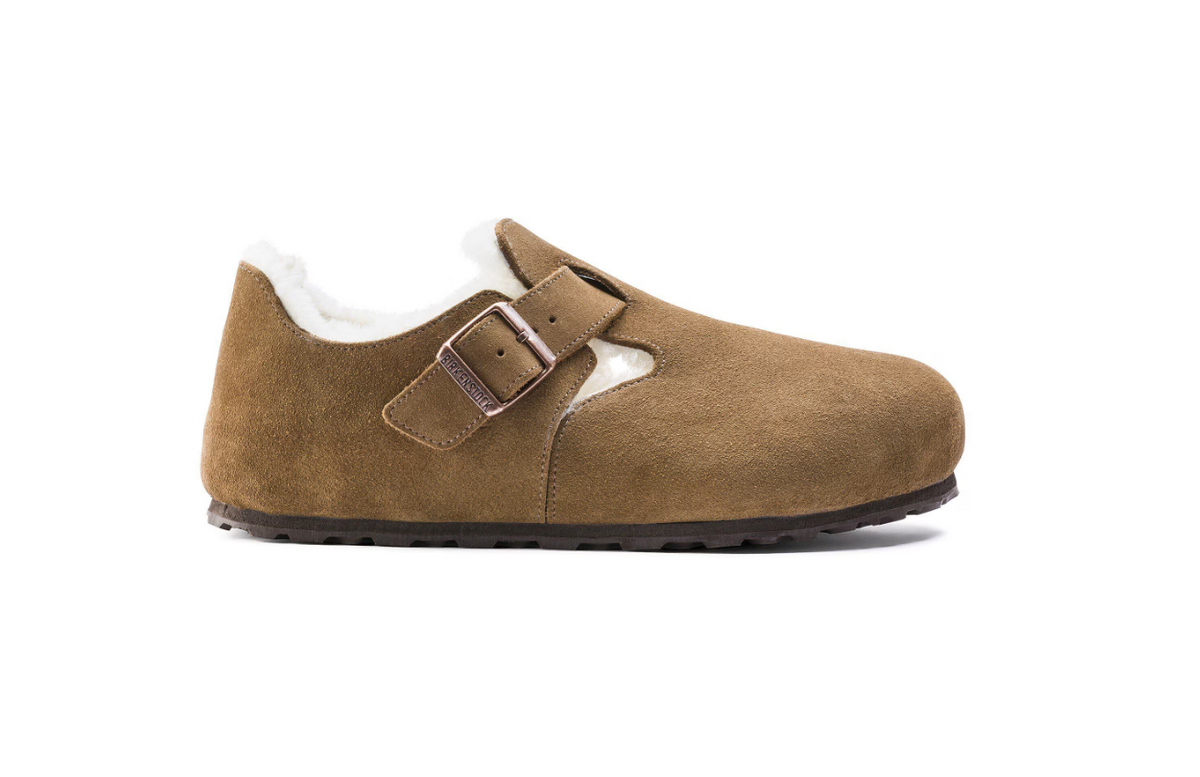 Birkenstock London Shearling Suede Leather - Tea, Regular