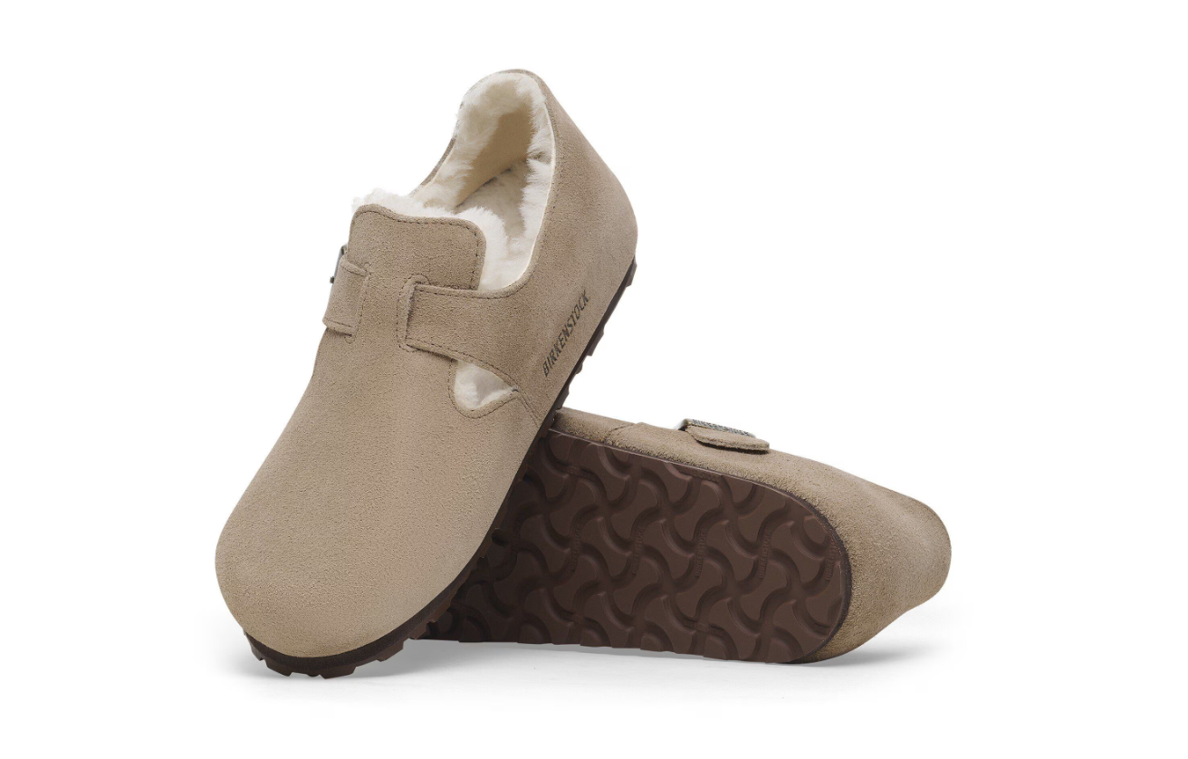 Birkenstock London Shearling Suede Leather Taupe Regular