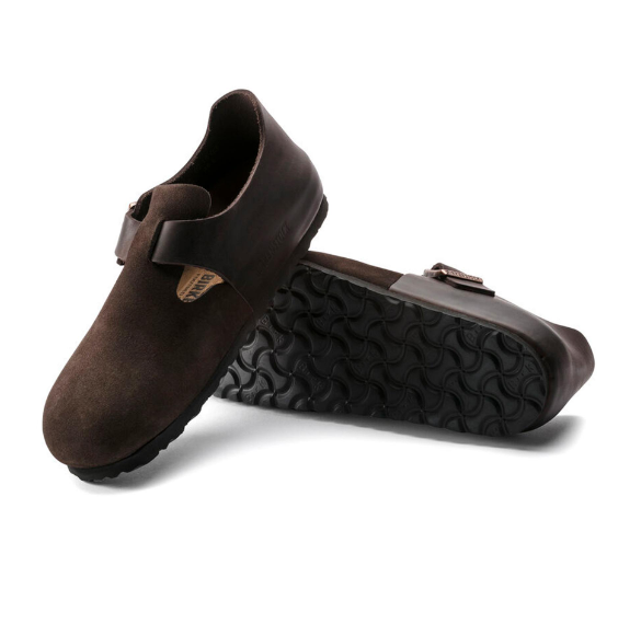 Birkenstock London Waxy Leather/Suede Leather - Ebony, Narrow