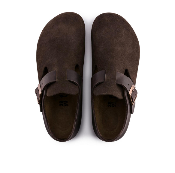 Birkenstock London Waxy Leather/Suede Leather - Ebony, Narrow
