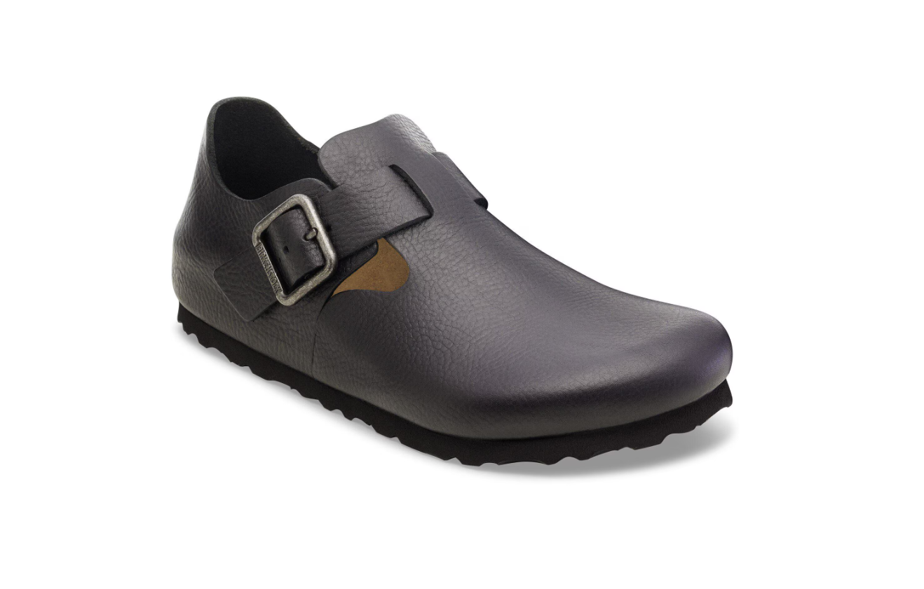Birkenstock London Wire Buckle Natural Leather Vintage Wood Black Regular