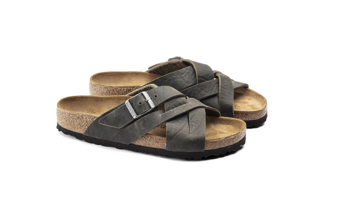 Birkenstock Lugano Oiled Leather Faded Khaki Sandals - Khaki, Regular