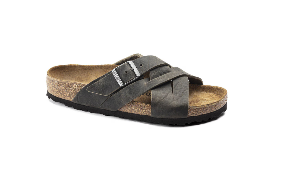 Birkenstock Lugano Oiled Leather Faded Khaki Sandals - Khaki, Regular
