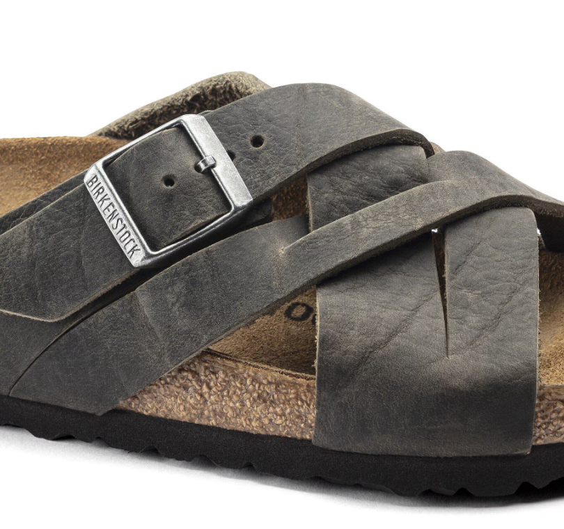 Birkenstock Lugano Oiled Leather Faded Khaki Sandals - Khaki, Regular