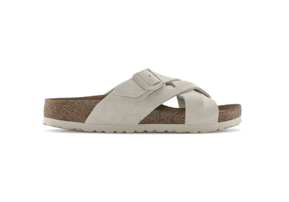 Birkenstock Lugano Soft Footbed Suede Leather Antique White Regular