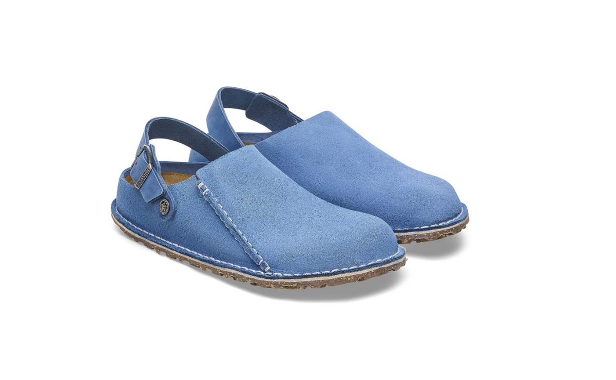 Birkenstock Lutry Premium Suede Clog Elemental - Blue, Narrow