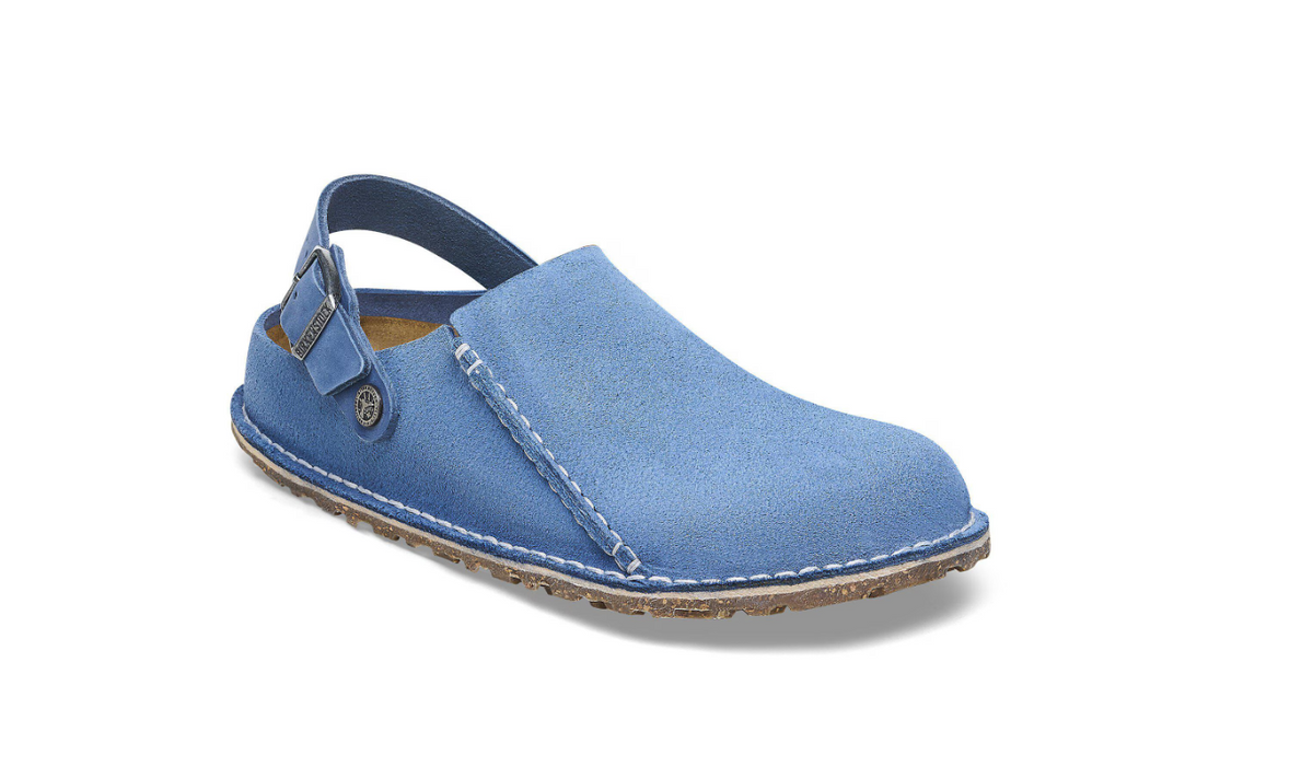 Birkenstock Lutry Premium Suede Clog Elemental - Blue, Narrow