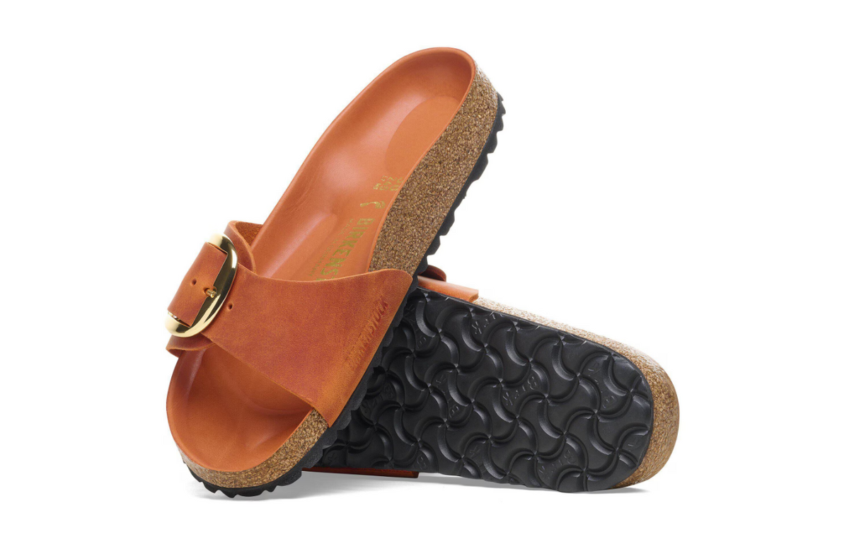 Birkenstock Madrid Big Buckle Oiled Leather - Orange, Narrow