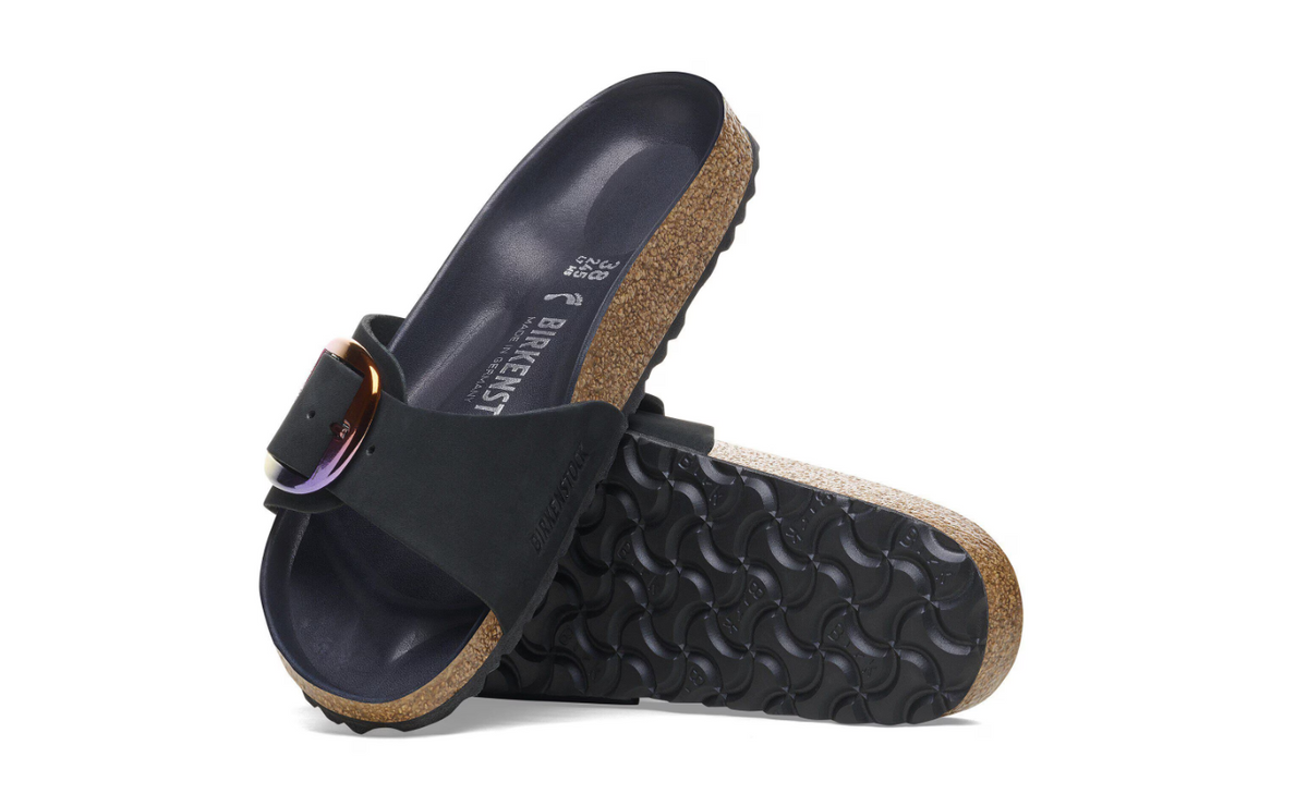 Birkenstock Madrid Big Buckle Nubuck Leather - Black, Narrow