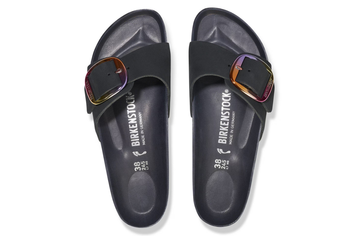 Birkenstock Madrid Big Buckle Nubuck Leather - Black, Narrow