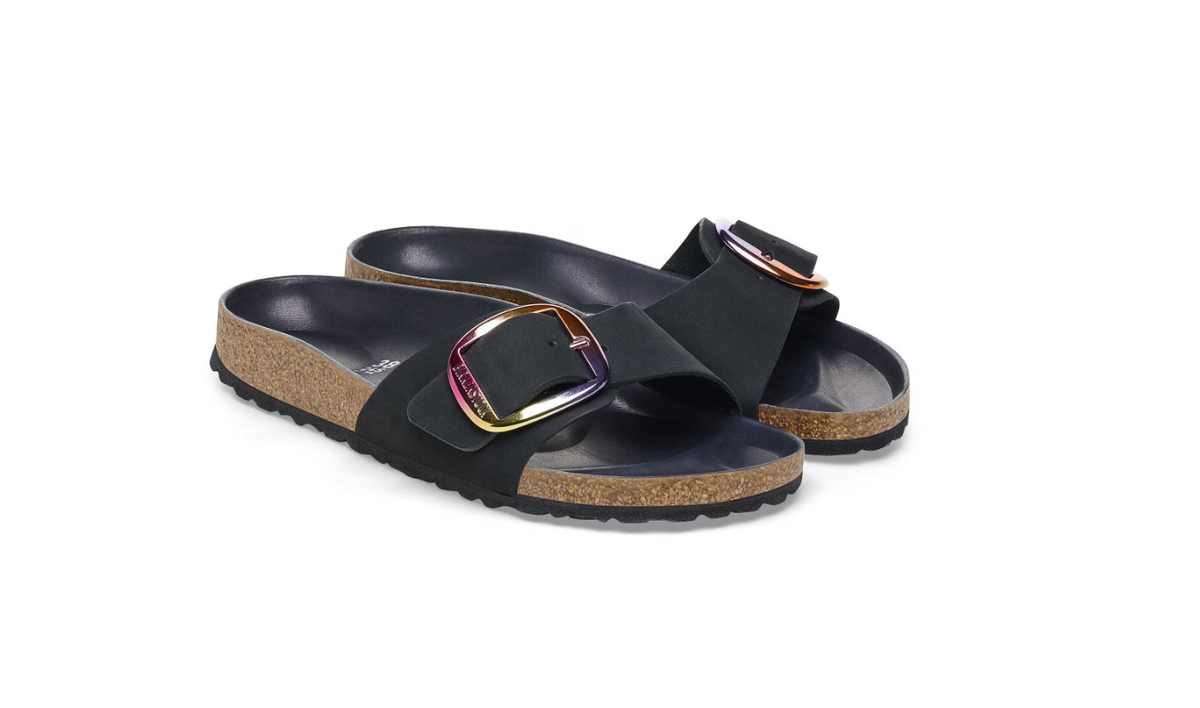Birkenstock Madrid Big Buckle Nubuck Leather - Black, Narrow
