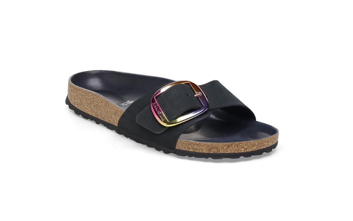 Birkenstock Madrid Big Buckle Nubuck Leather - Black, Narrow