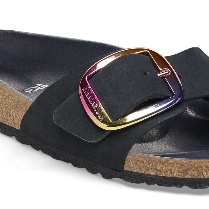 Birkenstock Madrid Big Buckle Nubuck Leather - Black, Narrow
