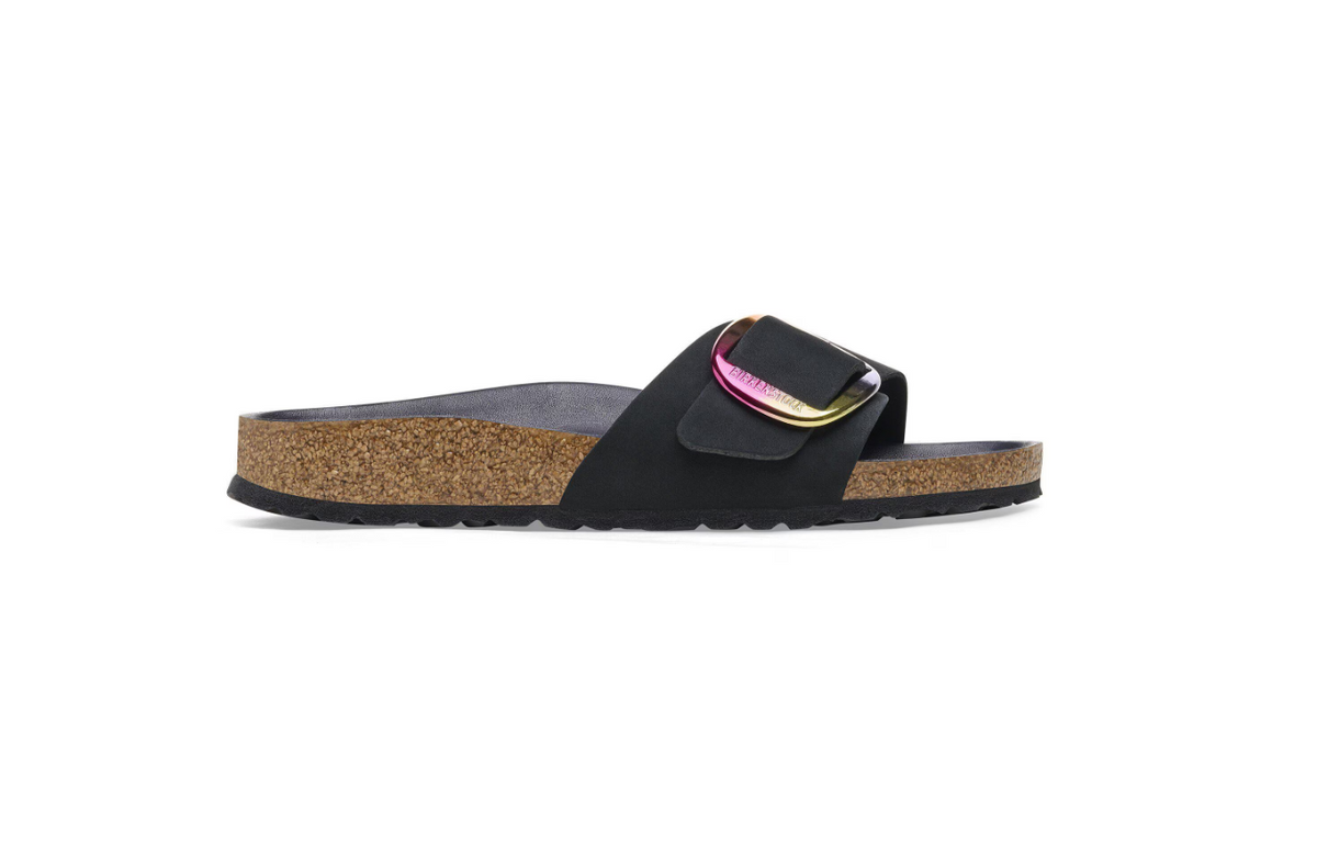 Birkenstock Madrid Big Buckle Nubuck Leather - Black, Narrow