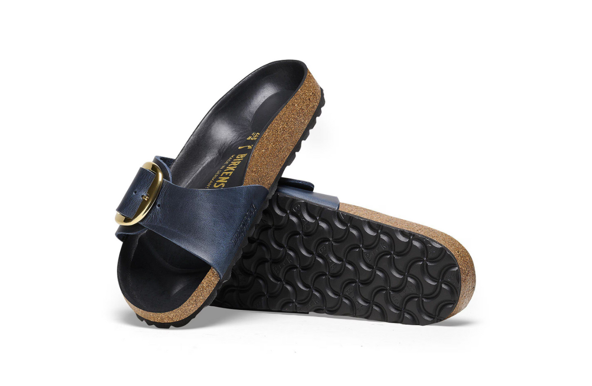 Birkenstock Madrid Big Buckle Oiled Leather - Blue, Narrow