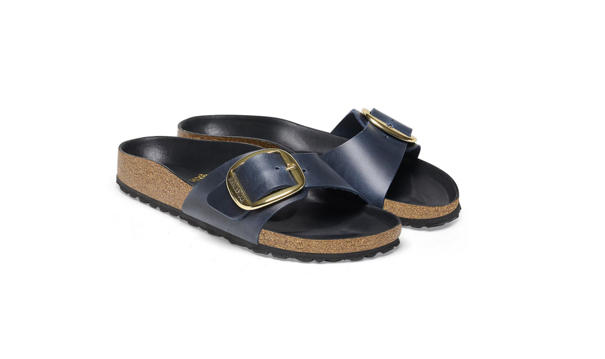 Birkenstock Madrid Big Buckle Oiled Leather - Blue, Narrow
