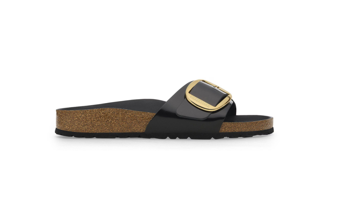 Birkenstock Madrid Big Buckle Natural Leather Patent - Black, Narrow