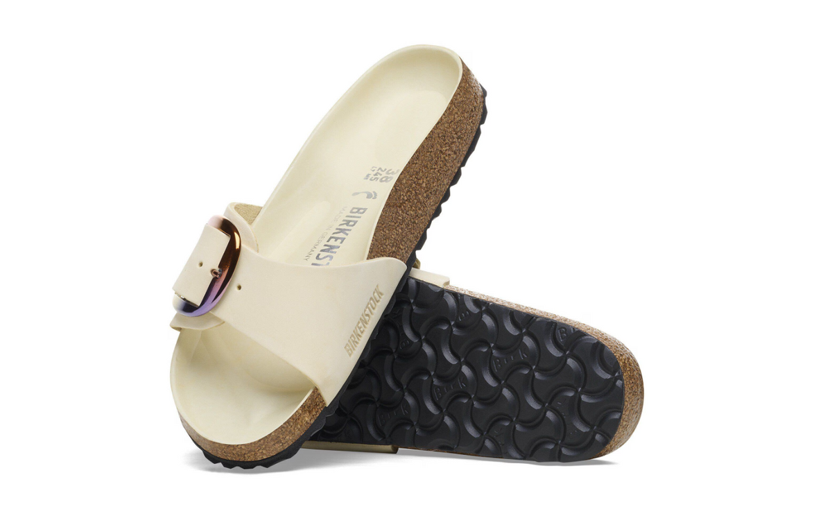 Birkenstock Madrid Big Buckle Nubuck Leather Ecru Narrow