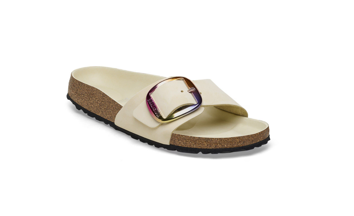 Birkenstock Madrid Big Buckle Nubuck Leather Ecru Narrow