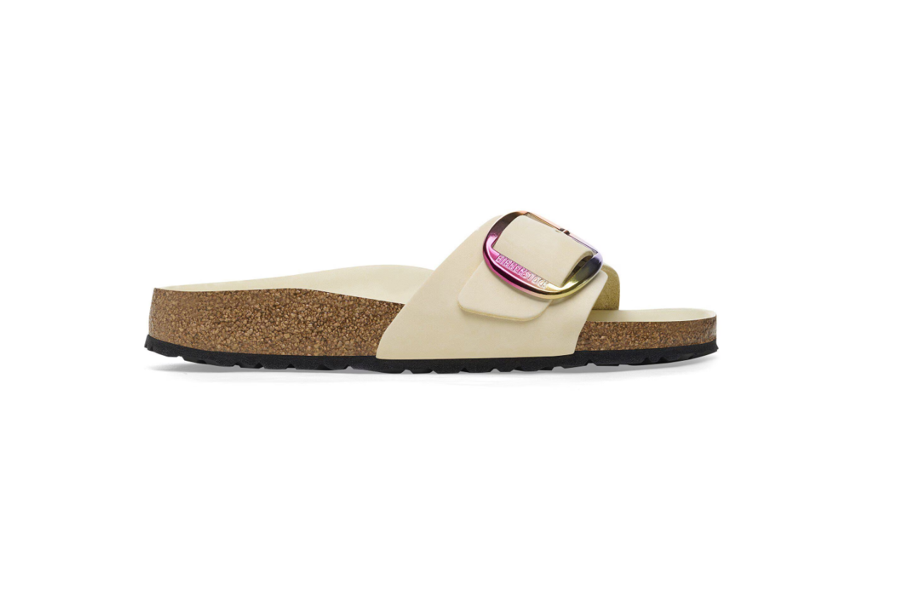 Birkenstock Madrid Big Buckle Nubuck Leather Ecru Narrow