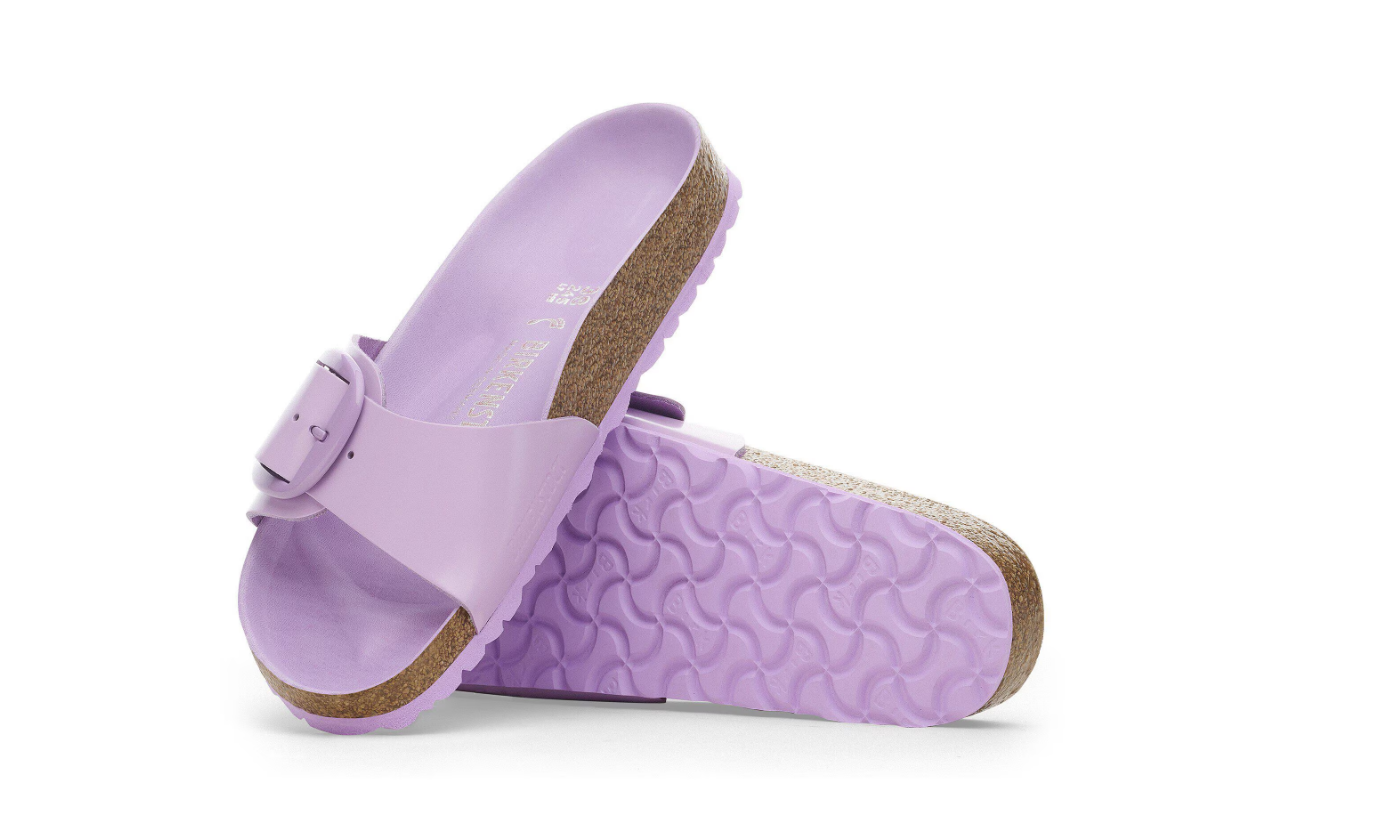 Birkenstock Madrid Big Buckle Natural Leather Patent High-Shine Crocus Narrow