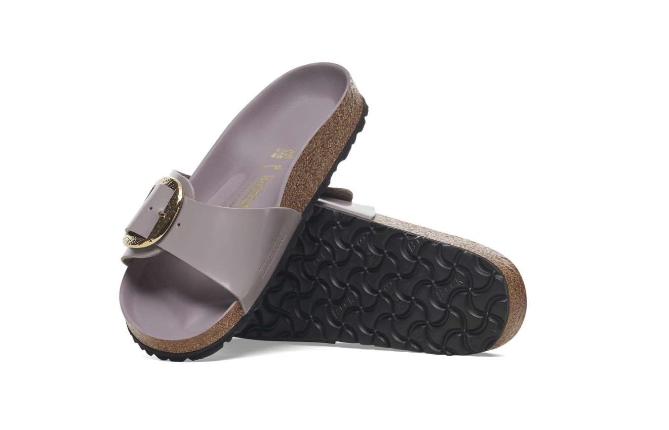 Birkenstock Madrid Big Buckle Natural Leather Patent Faded Purple Narrow
