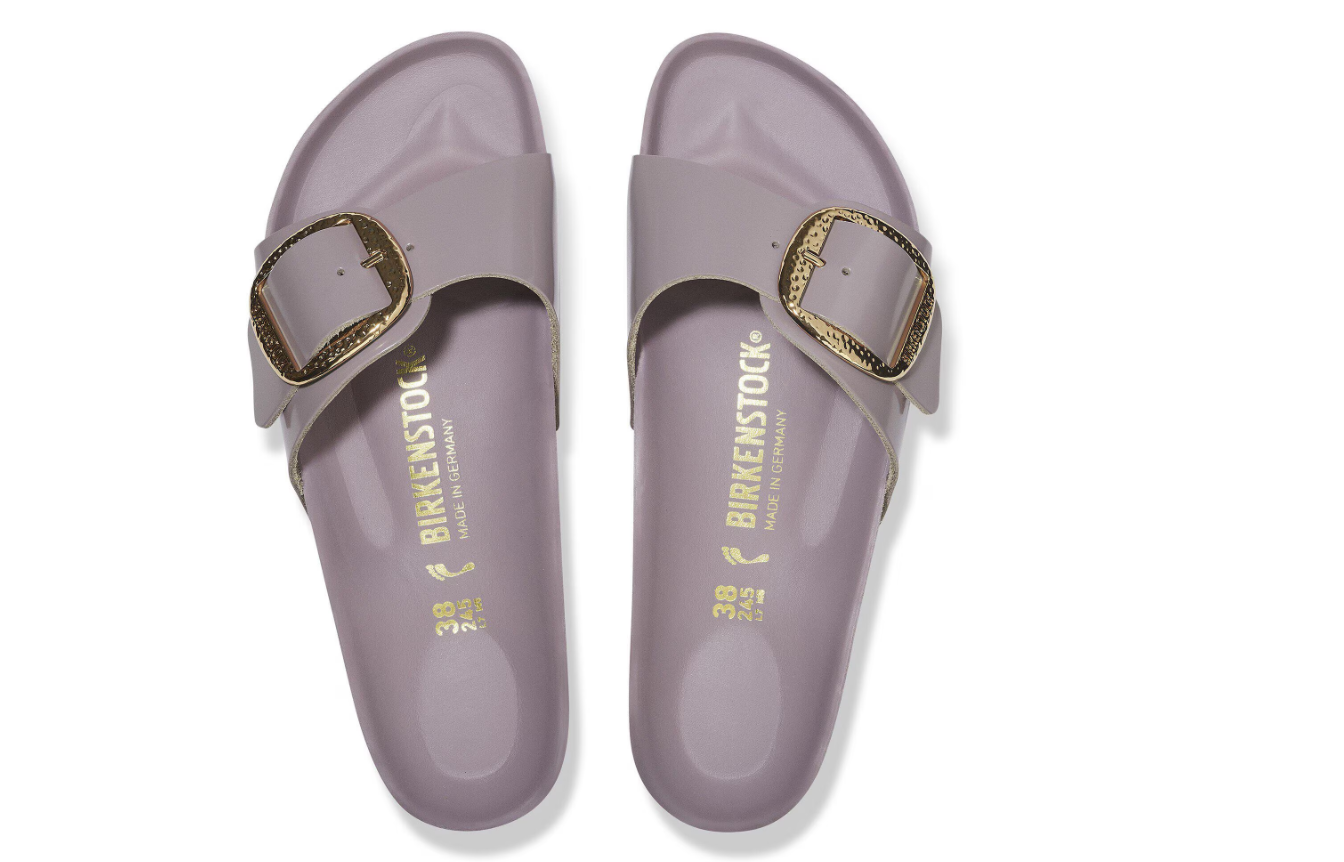 Birkenstock Madrid Big Buckle Natural Leather Patent Faded Purple Narrow