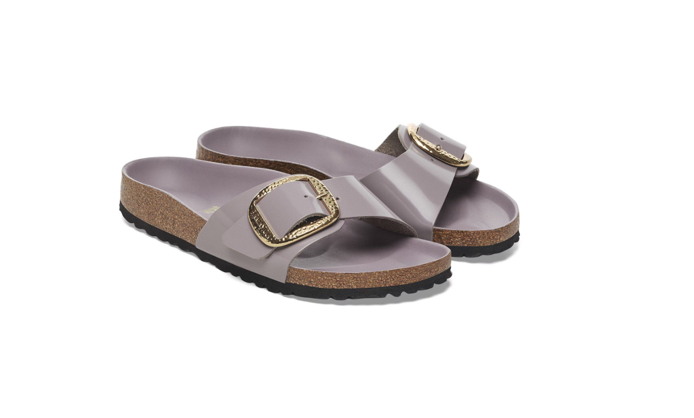Birkenstock Madrid Big Buckle Natural Leather Patent Faded Purple Narrow