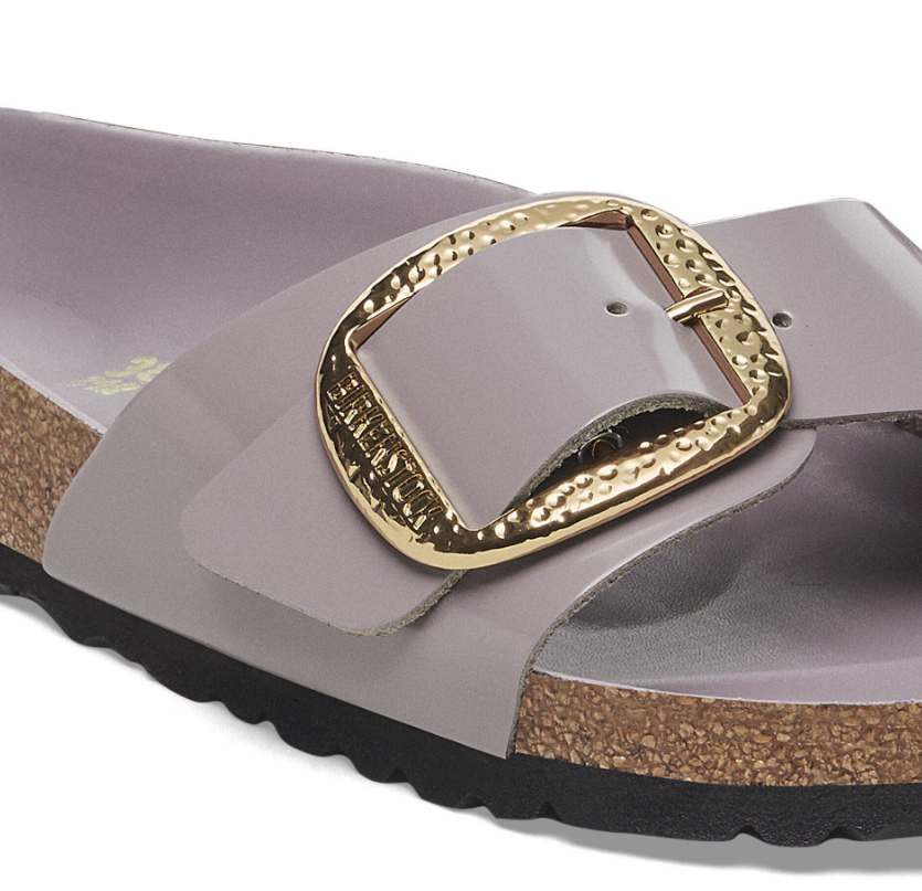 Birkenstock Madrid Big Buckle Natural Leather Patent Faded Purple Narrow